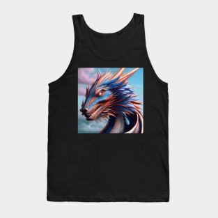 Intricate Blue and Pink Scaled Dragon at Sunrise Tank Top